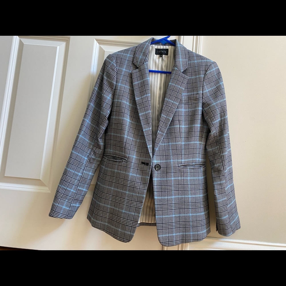 1. State blue&black check blazer